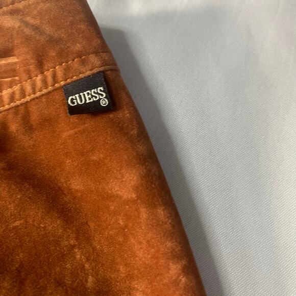 Vintage Guess velvety soft mini skirt size 28 rust brown -preowned **Flaw** - Picture 6 of 10